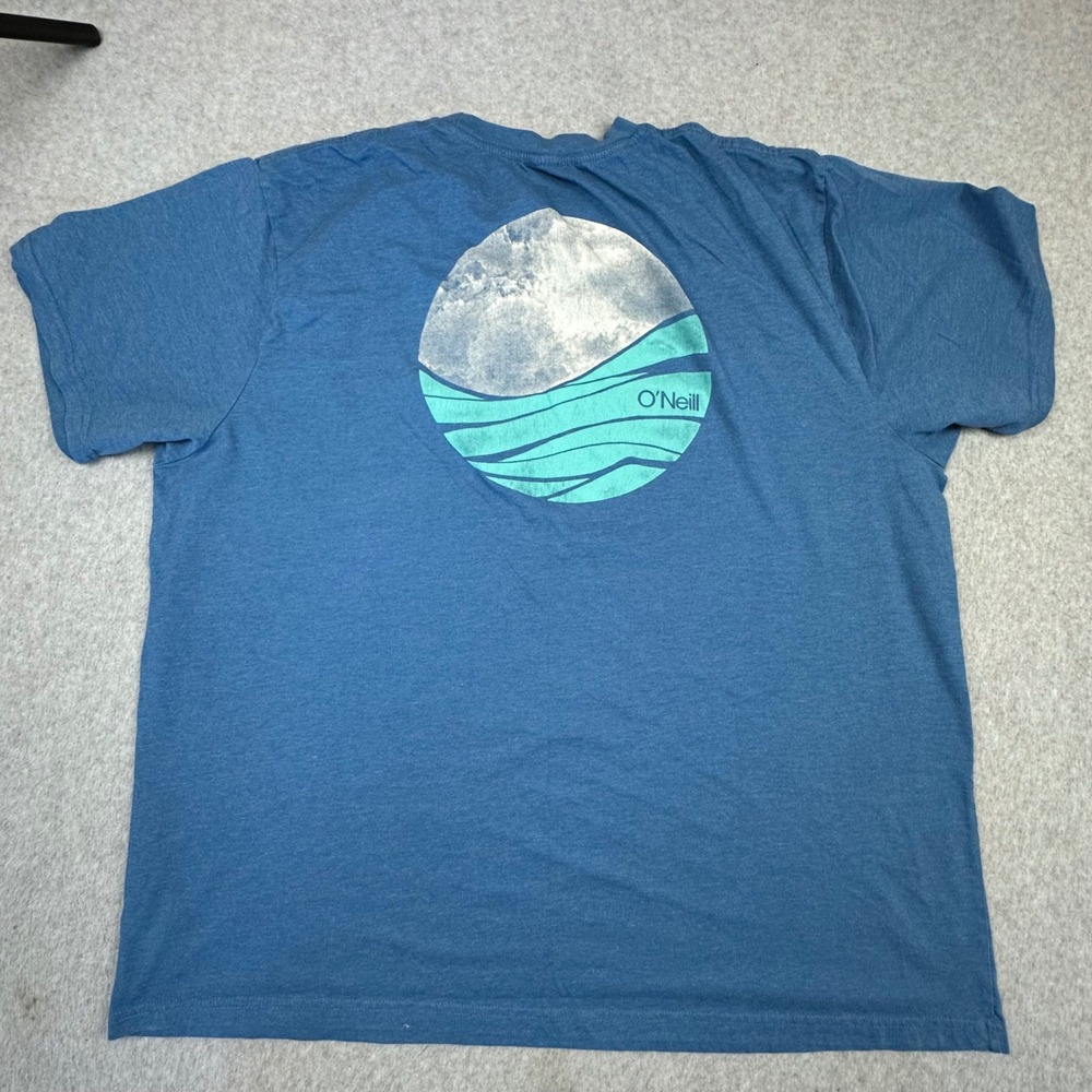 O'Neill Mens XXL Blue Heather Graphic Wave Logo Short Sleeve T-Shirt - Picture 3 of 5